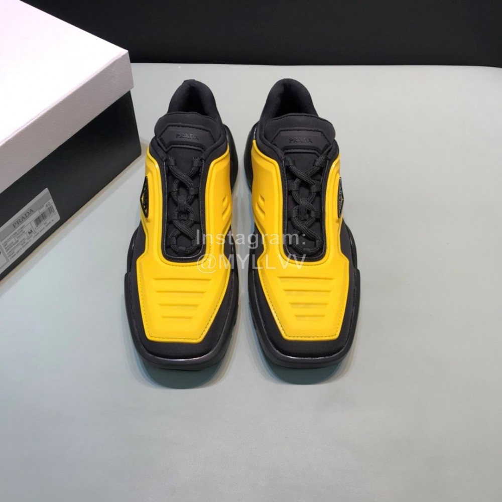 Prada Fashion Thick Rubber Sole Sneakers For Men Yellow