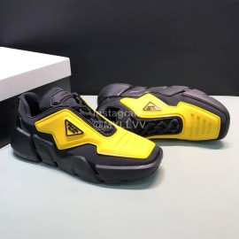 Prada Fashion Thick Rubber Sole Sneakers For Men Yellow