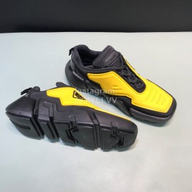Prada Fashion Thick Rubber Sole Sneakers For Men Yellow