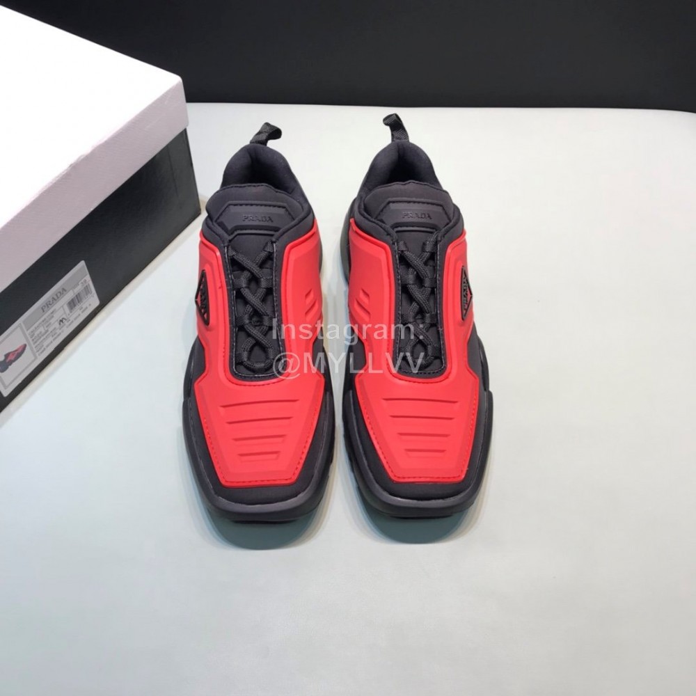 Prada Fashion Thick Rubber Sole Sneakers For Men Red