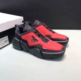 Prada Fashion Thick Rubber Sole Sneakers For Men Red