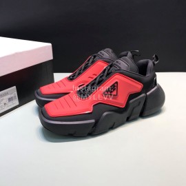 Prada Fashion Thick Rubber Sole Sneakers For Men Red