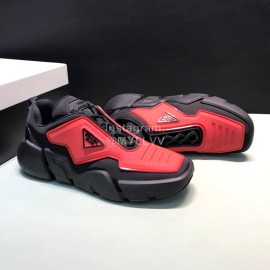 Prada Fashion Thick Rubber Sole Sneakers For Men Red