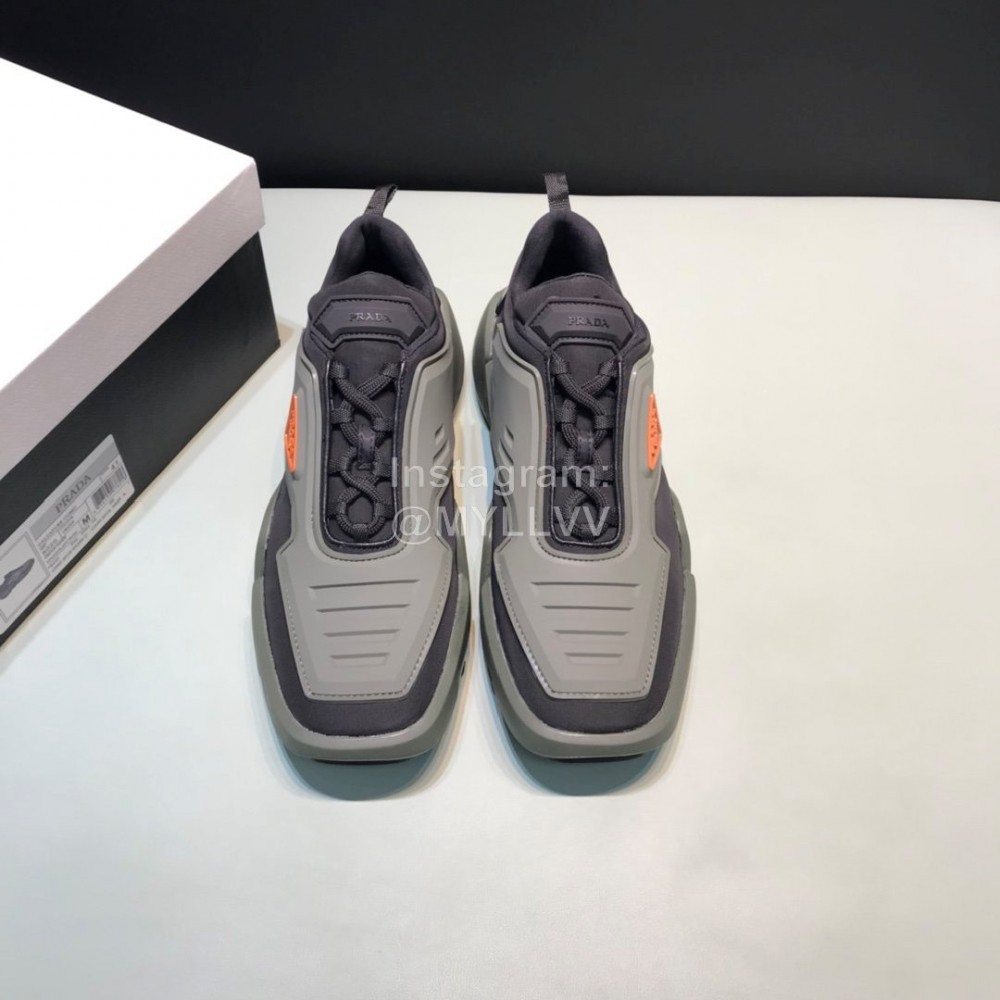 Prada Fashion Thick Rubber Sole Sneakers For Men Gray