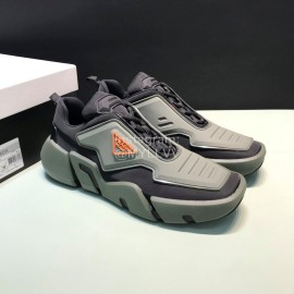 Prada Fashion Thick Rubber Sole Sneakers For Men Gray