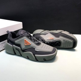 Prada Fashion Thick Rubber Sole Sneakers For Men Gray