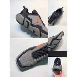 Prada Fashion Thick Rubber Sole Sneakers For Men Gray