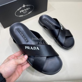 Prada Summer Calf Leather Cross Slippers For Men