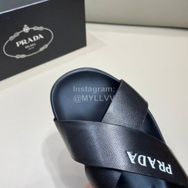 Prada Summer Calf Leather Cross Slippers For Men