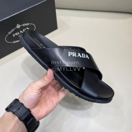 Prada Summer Calf Leather Cross Slippers For Men