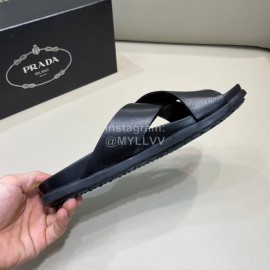 Prada Summer Calf Leather Cross Slippers For Men