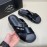 Prada Summer Calf Leather Cross Slippers For Men Black