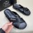 Prada Summer Black Calf Leather Cross Slippers For Men