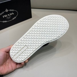 Prada Summer Calf Leather Cross Slippers For Men Gray