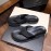 Prada Fashion Leather Webbing Flip Flops For Men Black