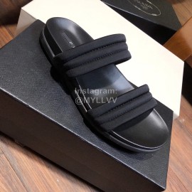 Prada Fashion Leather Slippers For Men Black