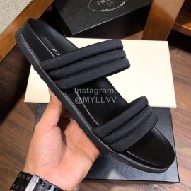 Prada Fashion Leather Slippers For Men Black