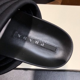 Prada Fashion Leather Slippers For Men Black