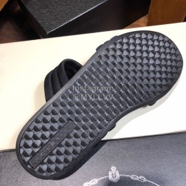 Prada Fashion Leather Slippers For Men Black