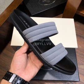 Prada Fashion Leather Slippers For Men Gray
