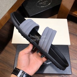 Prada Fashion Leather Slippers For Men Gray