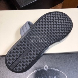 Prada Fashion Leather Slippers For Men Gray