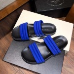 Prada Fashion Leather Slippers For Men Blue