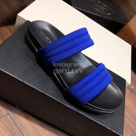 Prada Fashion Leather Slippers For Men Blue