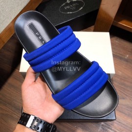 Prada Fashion Leather Slippers For Men Blue