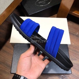 Prada Fashion Leather Slippers For Men Blue