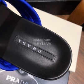 Prada Fashion Leather Slippers For Men Blue