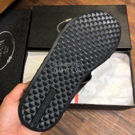 Prada Fashion Cowhide Cross Slippers For Men Black