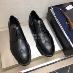 Prada Fashion Cowhide Lace Up Shoes For Men Black
