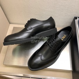 Prada Fashion Cowhide Lace Up Shoes For Men Black