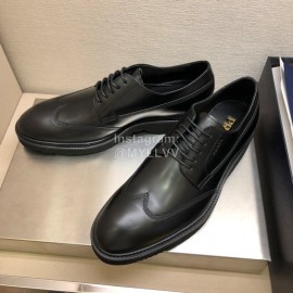 Prada Fashion Cowhide Lace Up Shoes For Men Black