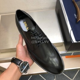 Prada Fashion Cowhide Lace Up Shoes For Men Black