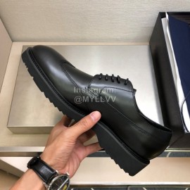 Prada Fashion Cowhide Lace Up Shoes For Men Black