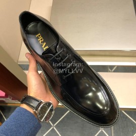Prada Fashion Black Cowhide Lace Up Shoes For Men 