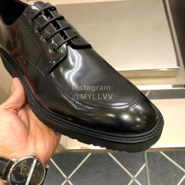 Prada Fashion Black Cowhide Lace Up Shoes For Men 