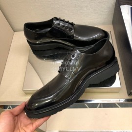 Prada Fashion Black Cowhide Lace Up Shoes For Men 