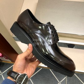 Prada Fashion Cowhide Lace Up Shoes For Men Coffee