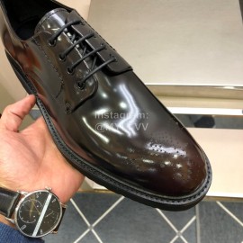 Prada Fashion Cowhide Lace Up Shoes For Men Coffee