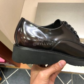 Prada Fashion Cowhide Lace Up Shoes For Men Coffee