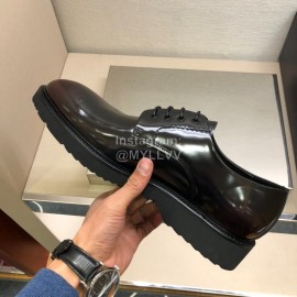 Prada Fashion Cowhide Lace Up Shoes For Men Coffee