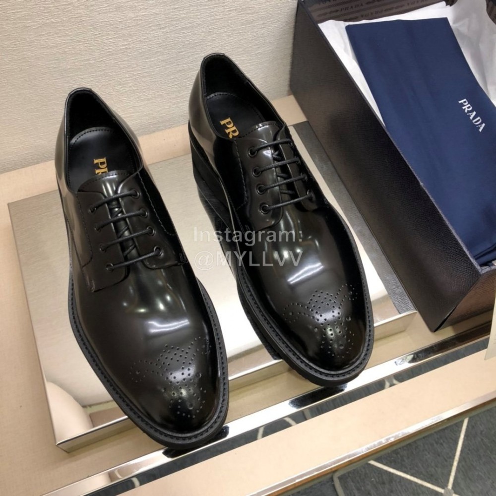 Prada Fashion Cowhide Lace Up Shoes For Men 