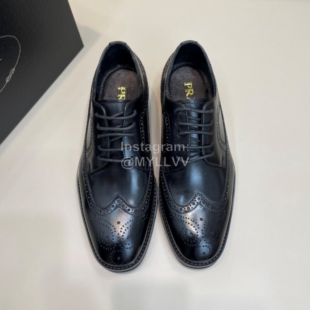 Prada Carved Leather Lace Up Shoes For Men