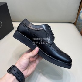 Prada Carved Leather Lace Up Shoes For Men Black