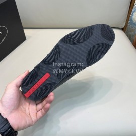 Prada Carved Leather Lace Up Shoes For Men Black