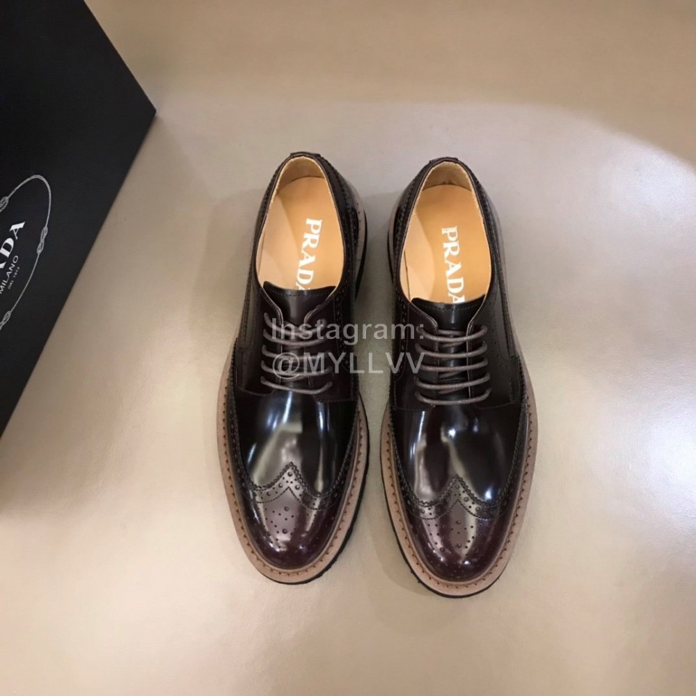 Prada Black Carved Leather Lace Up Shoes For Men