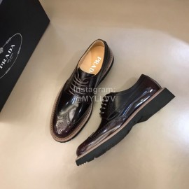 Prada Black Carved Leather Lace Up Shoes For Men